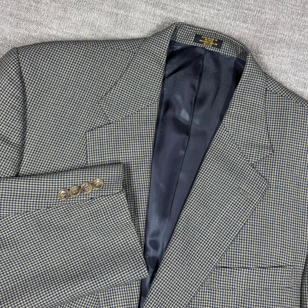 Stafford Mens Worsted Wool Micro Houndstooth Blazer Sport Coat 45L